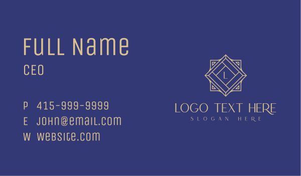 Golden Jewelry Boutique Lettermark  Business Card Design Image Preview