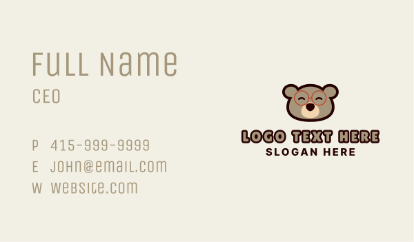Happy Bear Glasses Business Card Design Image Preview