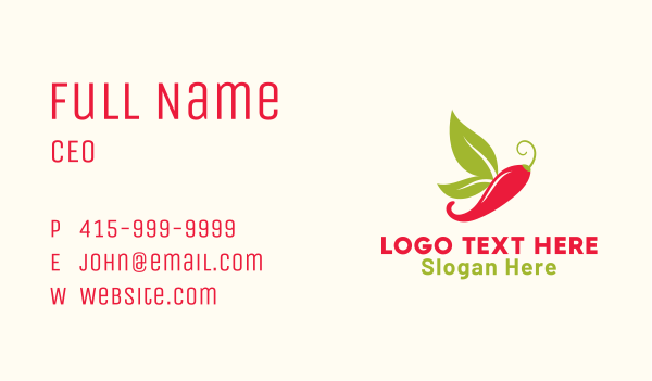 Hot Chili Butterfly Business Card Design Image Preview