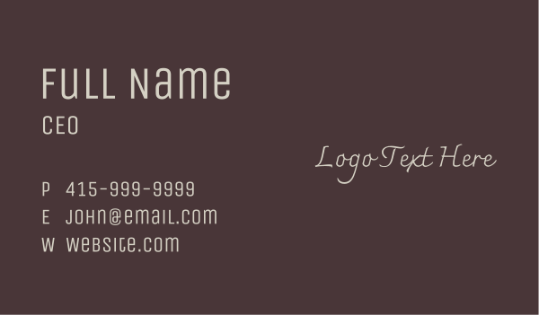 Elegant Ivory Wordmark Business Card Design Image Preview