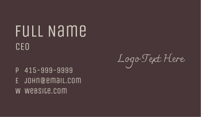Elegant Ivory Wordmark Business Card Image Preview