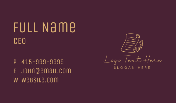 Document Quill Legal Business Card Design Image Preview