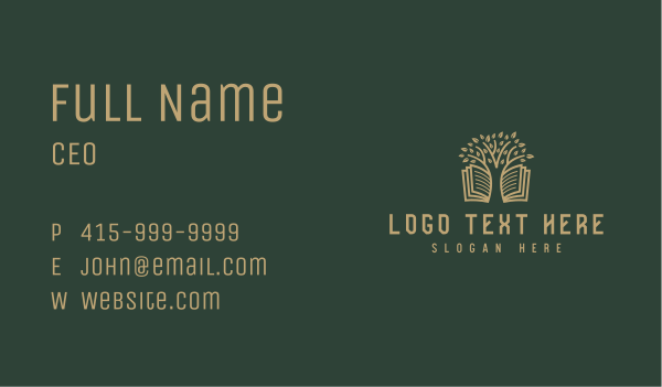 Book Reading Tree Business Card Design Image Preview