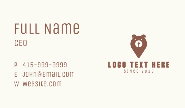 Wild Bear Location Pin Business Card Design Image Preview