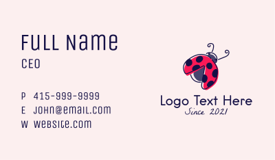Lady Bug Drawing Business Card
