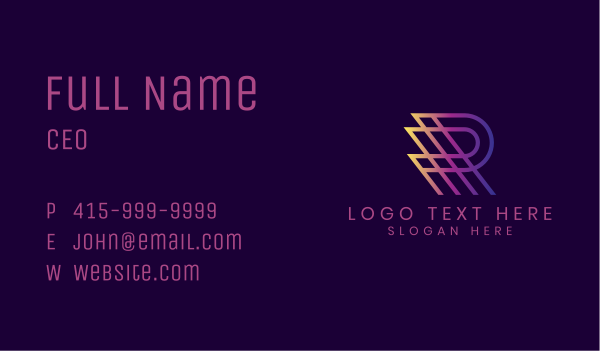 Tech Gradient Letter R Business Card Design Image Preview