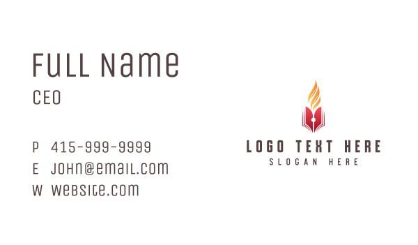 Flame Book Story Writer Business Card Design Image Preview