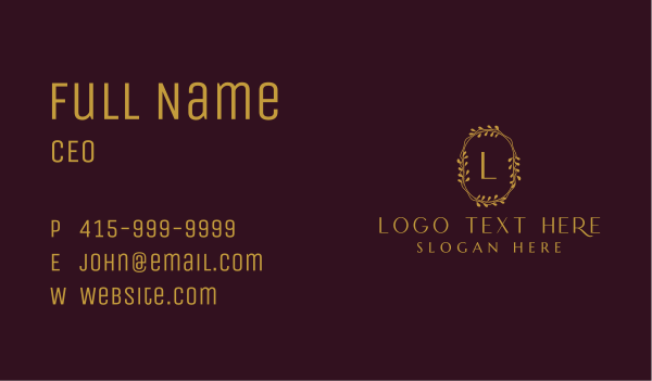 Elegant Wreath Boutique Business Card Design Image Preview