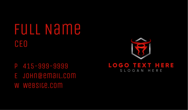 Wild Bull Hexagon Business Card Design Image Preview