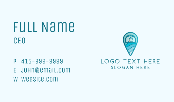 Tropical Location Pin Palm Tree Business Card Design Image Preview