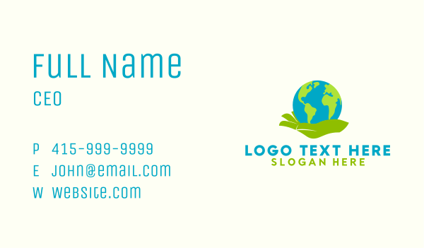Earth Care Hand Business Card Design Image Preview