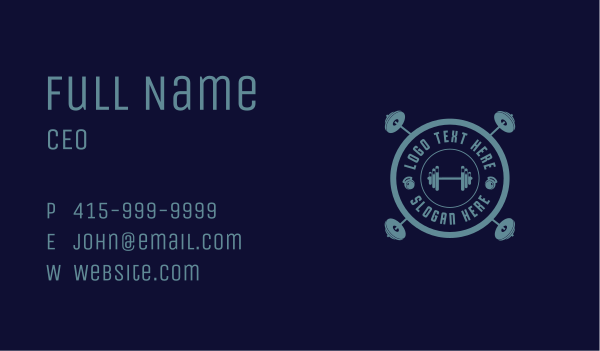 Fitness Weightlifting Badge Business Card Design Image Preview