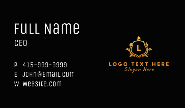 Golden Empire Shield Letter Business Card Design Image Preview