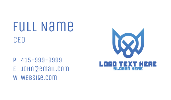Blue Tech M Monogram Business Card Design