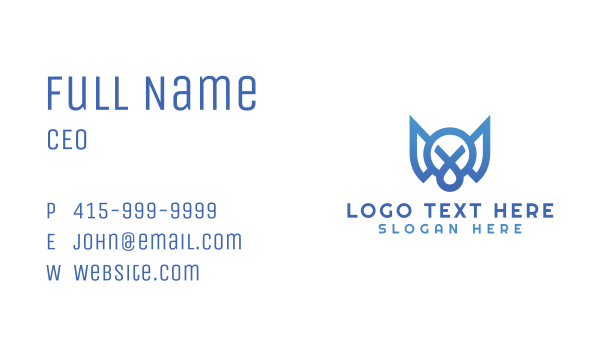 Blue Tech M Monogram Business Card Design Image Preview