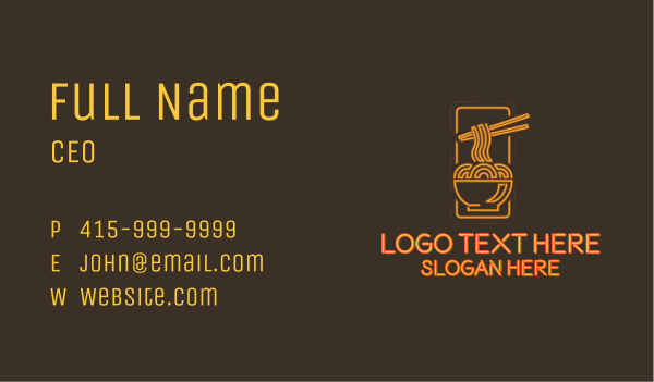 Orange Neon Noodles Bowl Business Card Design Image Preview