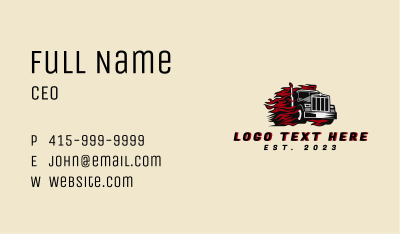 Fast Moving Flame Freight Truck  Business Card Image Preview
