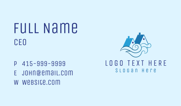 Blue House Waves Business Card Design Image Preview