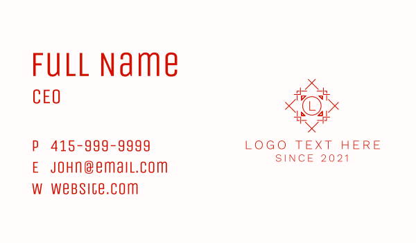 Tribal Decoration Letter Business Card Design Image Preview