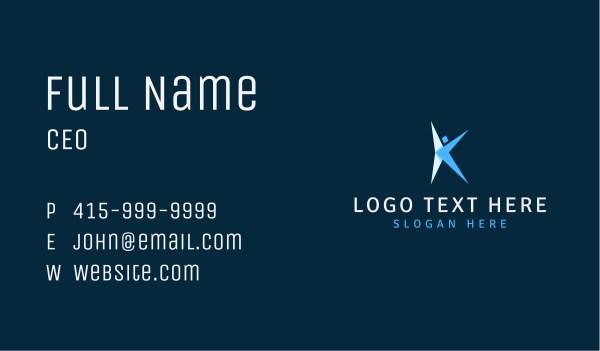 Blue Person Letter K Business Card Design Image Preview