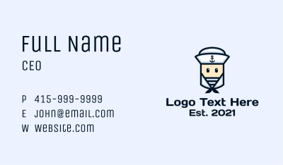 Cute Navy Sailor Business Card Image Preview