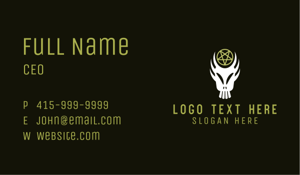 Scary Zombie Skull Pentagram Business Card Design Image Preview