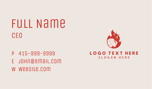 Flaming Hot Bull  Business Card Design Image Preview