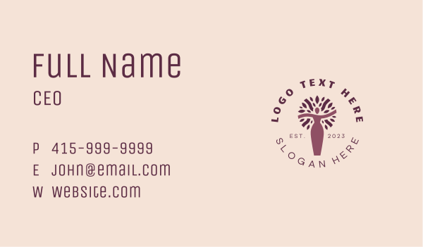 Lady Organic Tree Business Card Design Image Preview