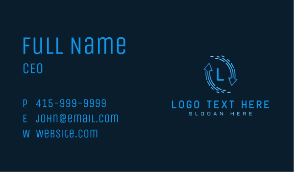 Gradient Tech Loop Arrow Business Card Design Image Preview