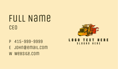 Fast Flaming Cargo Truck  Business Card Image Preview