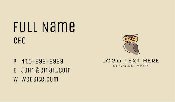 Swirly Dizzy Owl  Business Card Design Image Preview