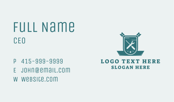 Handyman Tools Shield  Business Card Design Image Preview