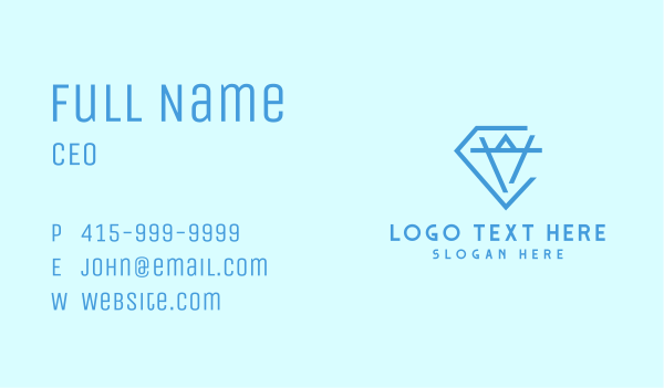 Abstract Blue Diamond Business Card Design Image Preview