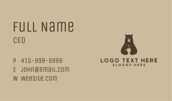 Hot Coffee Bear Business Card Design Image Preview