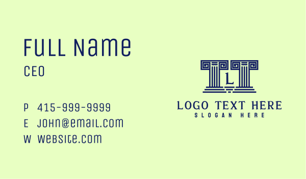Blue Square Pillar Letter Business Card Design