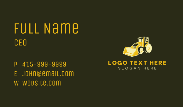 Construction Backhoe Machinery Business Card Design Image Preview