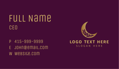 Golden Floral Moon Business Card Image Preview
