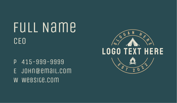 Camping Tent Bonfire Business Card Design Image Preview