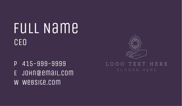 Radiant Gemstone Hand  Business Card Design Image Preview