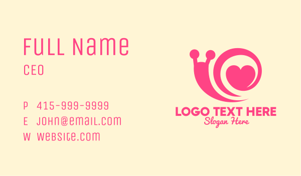 Pink Lovely Snail Business Card Design Image Preview