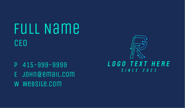 Circuit Technician Letter R Business Card Design Image Preview