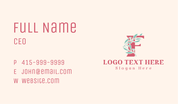 Floral Vine Letter F  Business Card Design Image Preview