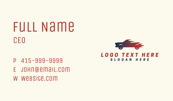 Fast Blazing Race Car Business Card Design Image Preview