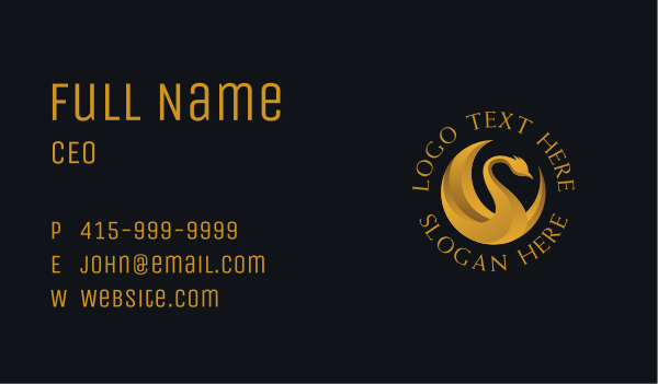 Fancy Golden Swan Business Card Design Image Preview
