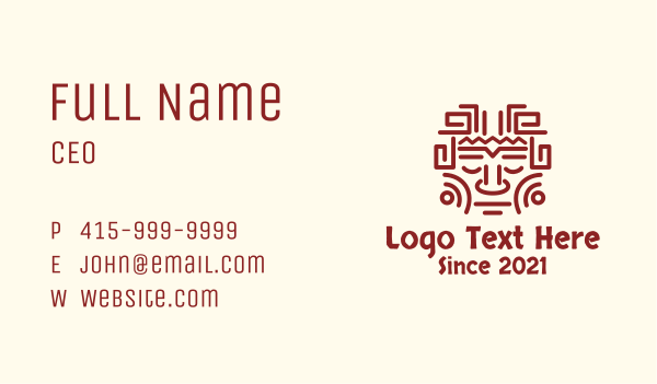 Mayan Tribal Face Business Card Design Image Preview