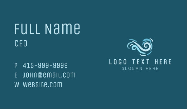 Blue Swirl Wave Business Card Design Image Preview