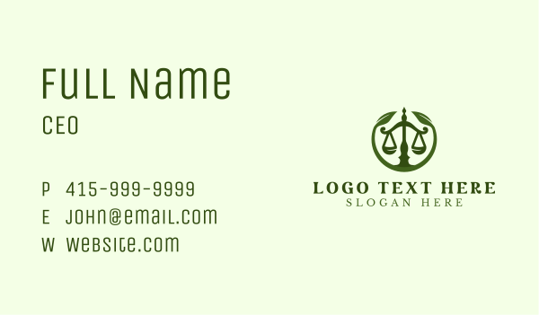 Environmental Justice Scale Business Card Design Image Preview