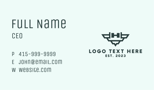Dumbbell Wing Gym Letter H  Business Card Design Image Preview