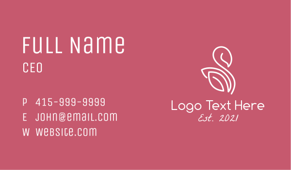 Monoline Leaf Swan Business Card Design Image Preview