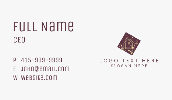 Floral Tiny House  Business Card Design Image Preview